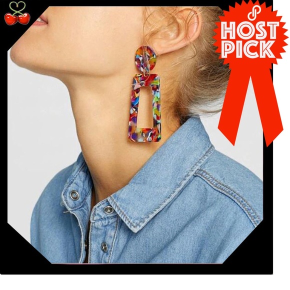 Vintage Jewelry - 🍒 WILD Acrylic 🔲 Geometric Earrings